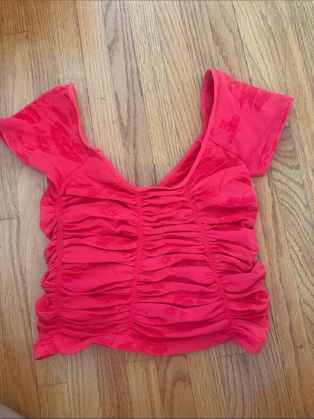 Free People Bright Red Ruched Crop Top